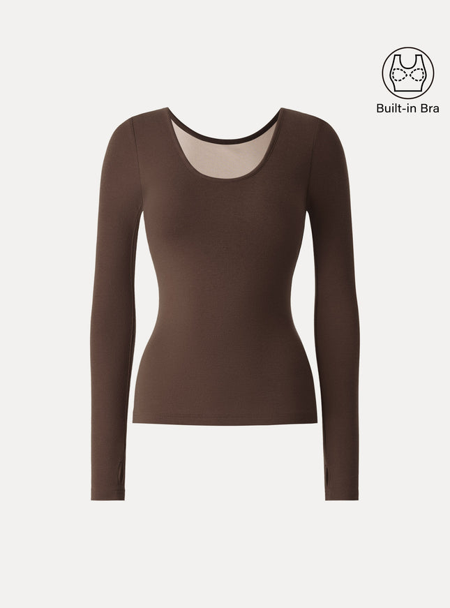 Lyocell Cashmere Scoop Neck Thumbhole Bra Top