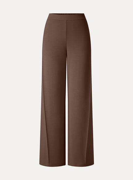 Modal Spacer Knit High-Rise Wide-Leg Pants with Pockets