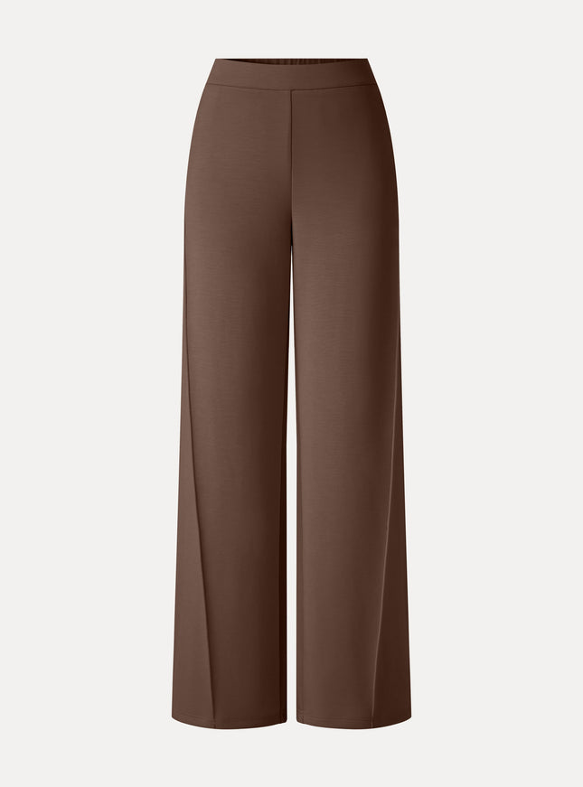 Modal Spacer Knit High-Rise Wide-Leg Pants with Pockets