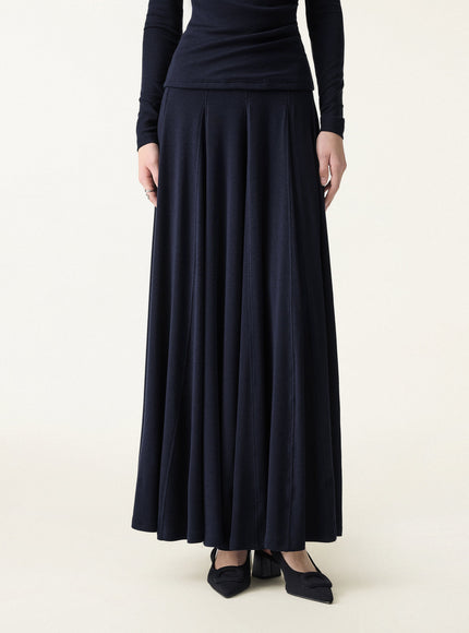 2Pcs Set Surplice Ruched Long Sleeve & Godet Hem Pull-on Maxi Skirt