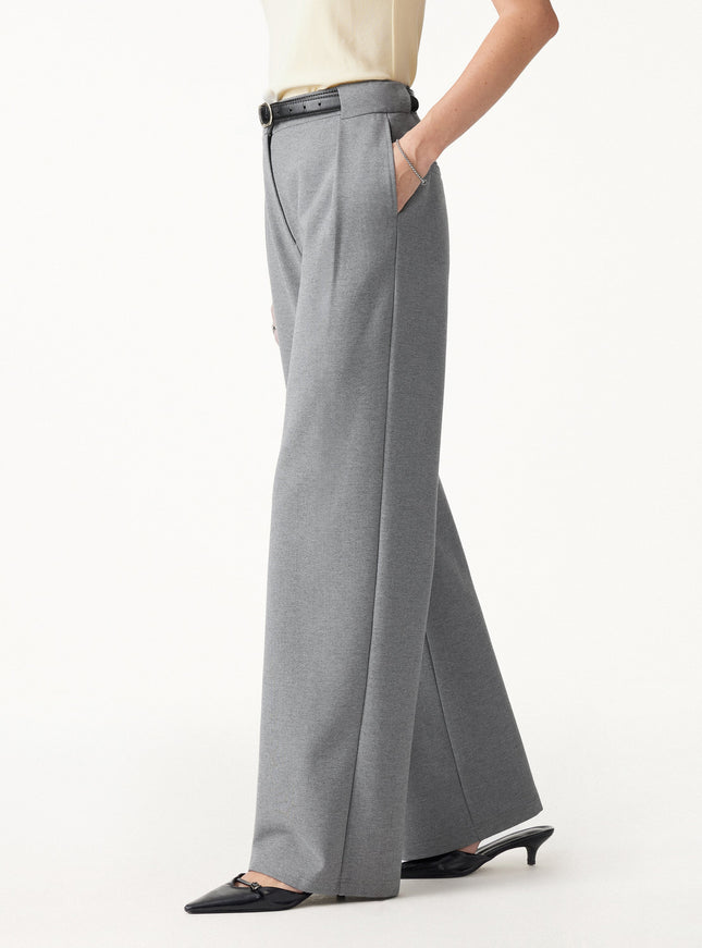 Ponte High-Rise Straight-Leg Pants with Pockets - Heather Charcoal Grey
