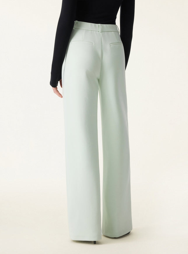 Stretch Cotton Blend Slimming High Rise Wide Leg Pant