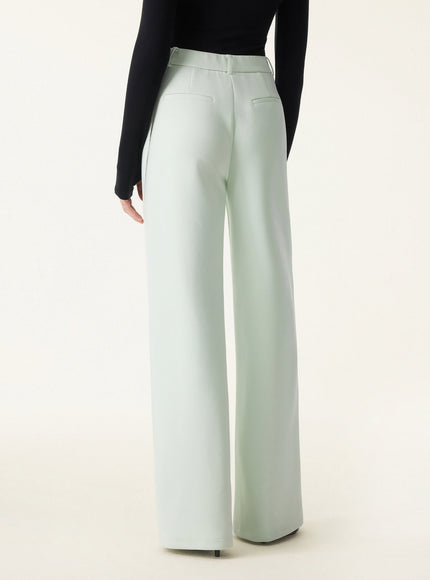 2Pcs Set Turtleneck Built-In Bra Tops & High Rise Wide Leg Pant
