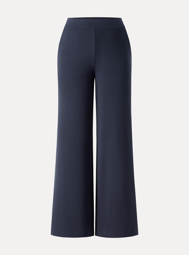 Lyocell Wool Mid Rise Wide Leg Pull-on Pant with Pockets