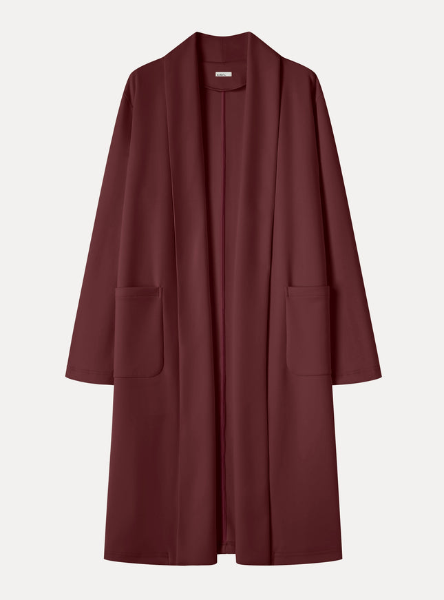 Modal Spacer Knit Shawl Collar Pocketed Long Cardigan