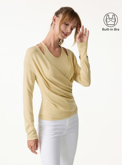 Two-Piece Set Cami with Surplice Ruched Built-In Bra Top