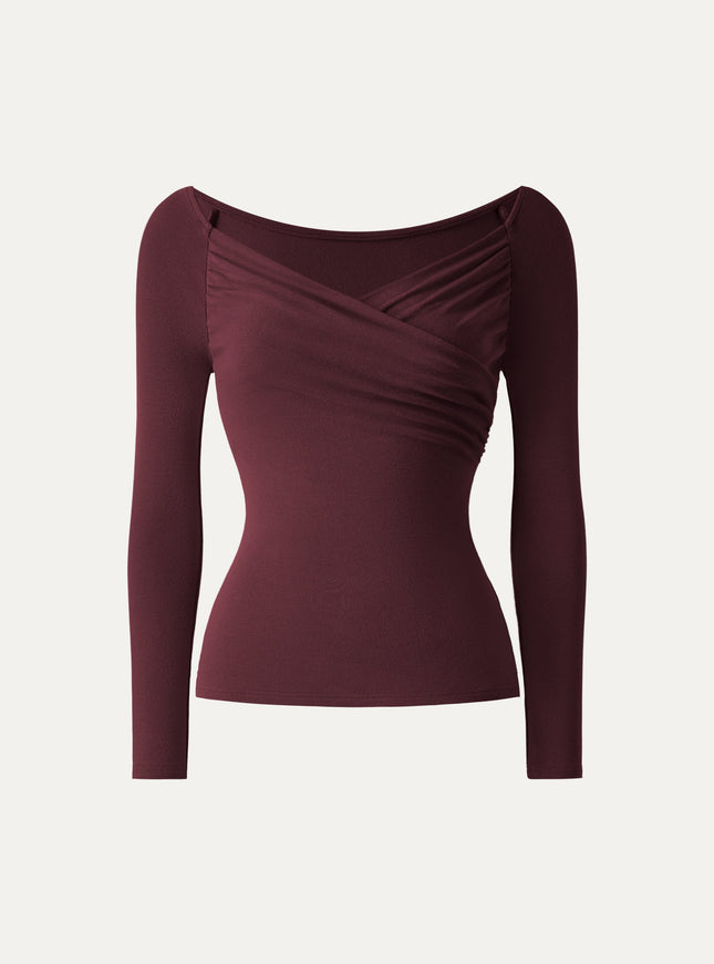 Surplice Ruched Long Sleeve Top