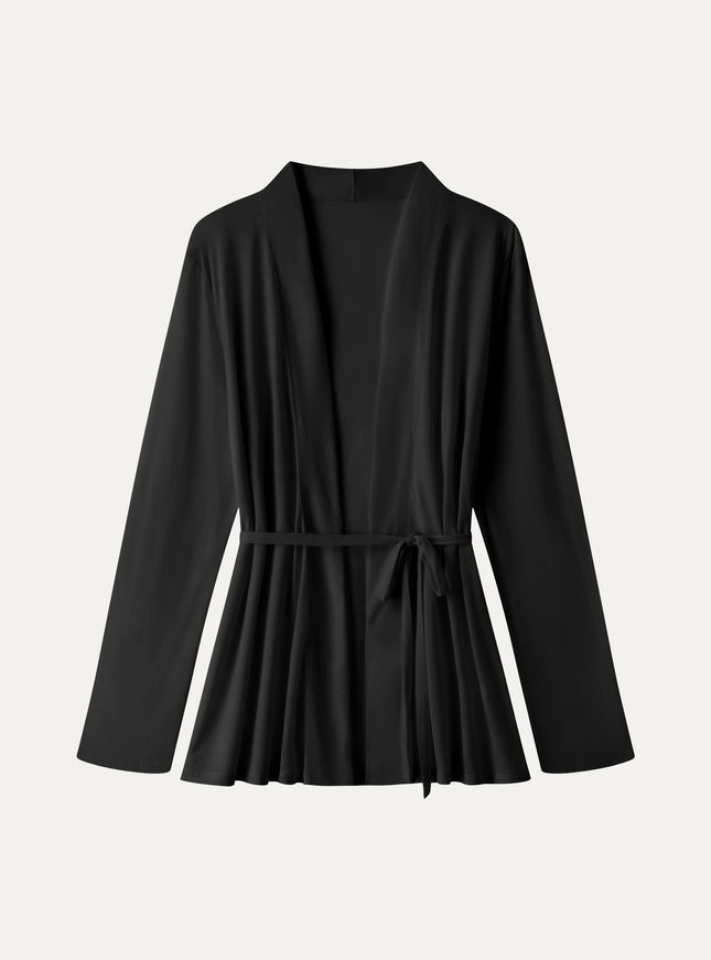 Airy Soft Open Front Cardigan with Tie