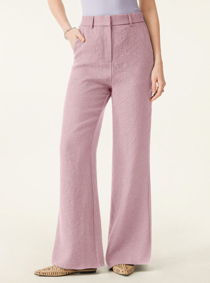 European Linen-Like Mid Rise Flared Pant with Pockets