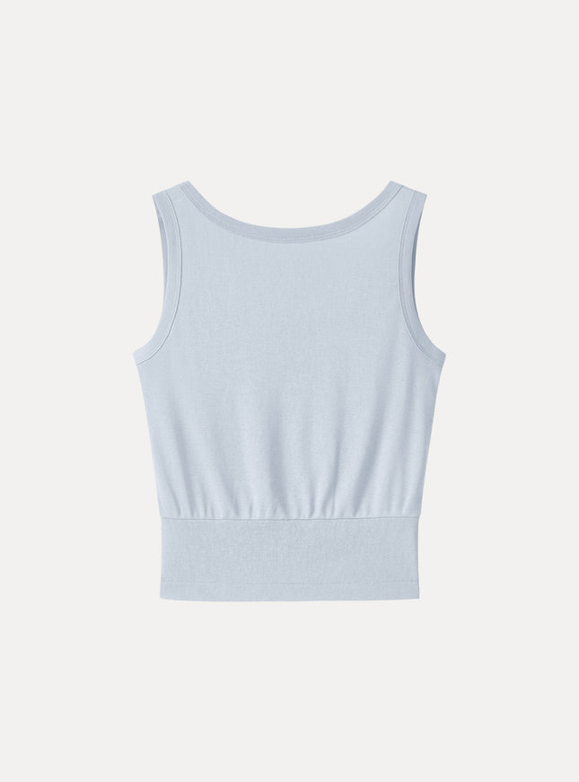 Cotton-Linen Blend Reversible Boatneck Low Back Top