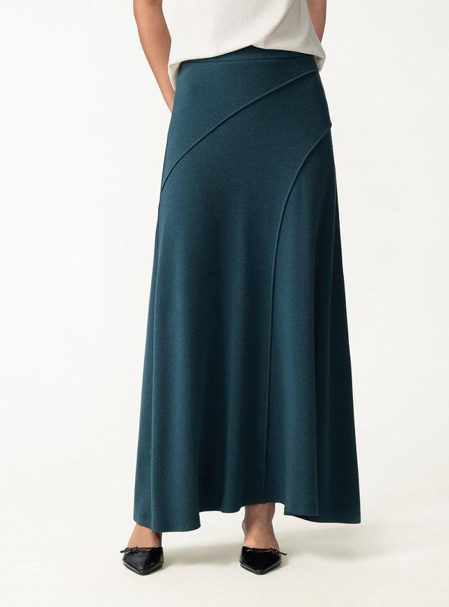 2Pcs Set Surplice Long Sleeve Top & A-Line Midi Skirt