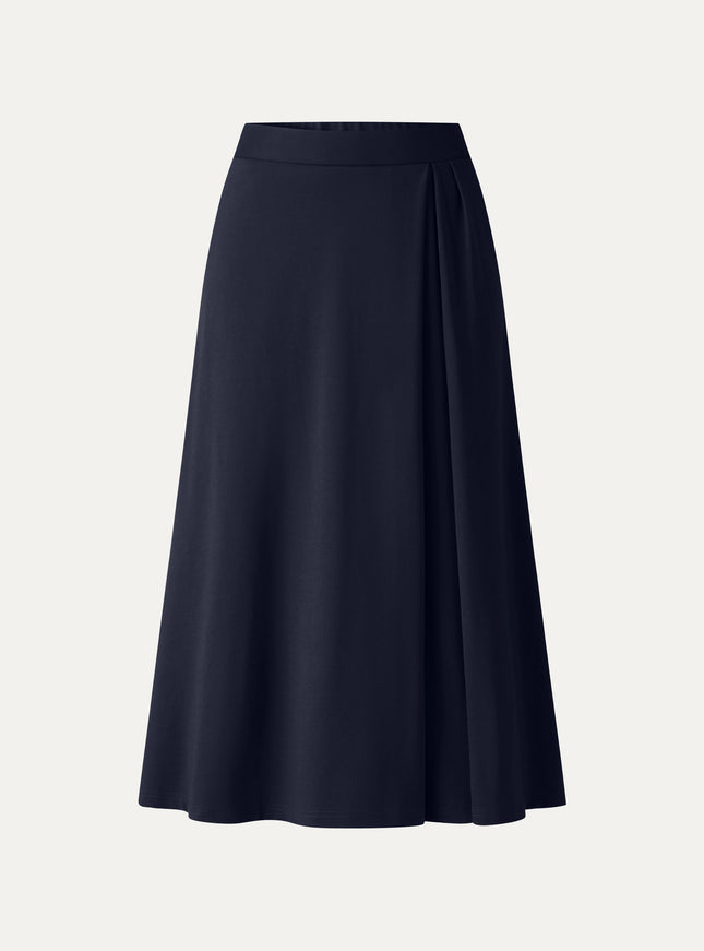 Ponte Mid-Rise Tucked A-Line Midi Skirt with Pockets