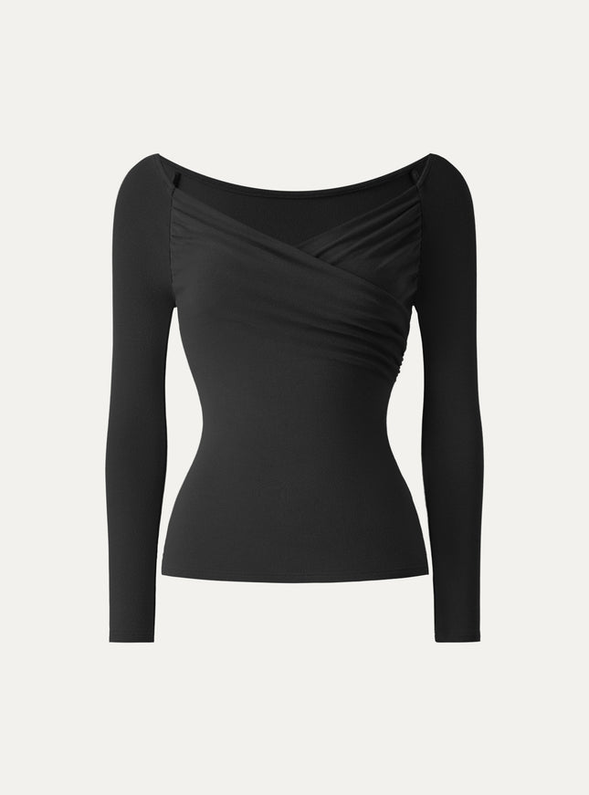 Surplice Ruched Long Sleeve Top