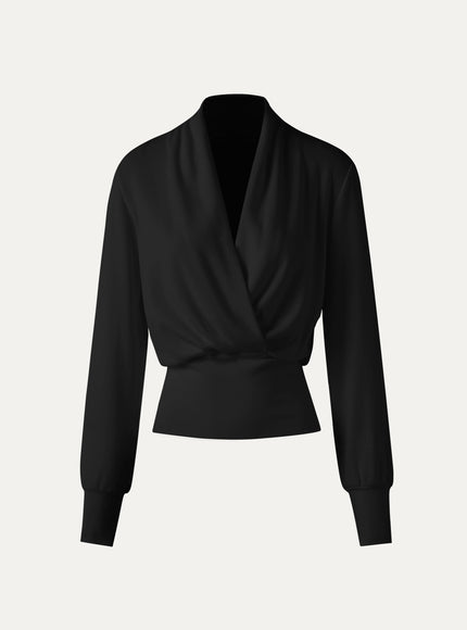 Surplice Long Sleeve Banded Hem Top