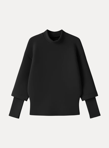 Mockneck Sleeve-Warmer Top