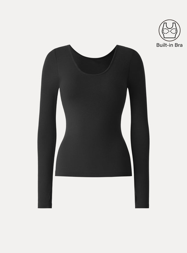 Lyocell Cashmere Scoop Neck Thumbhole Bra Top