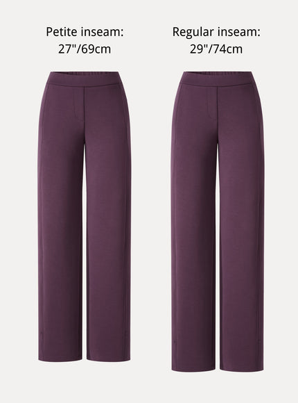 MaxWarm Stretch Ponte High-Rise Belted Wide-Leg Pants with Pockets