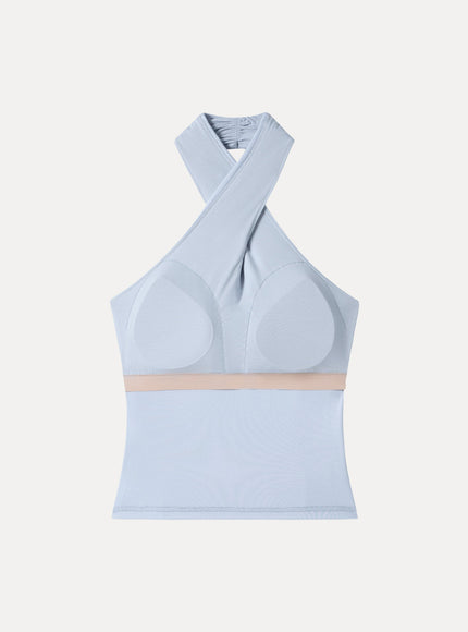 Criss Cross Halter Neck Going-Out Built-In Bra Top