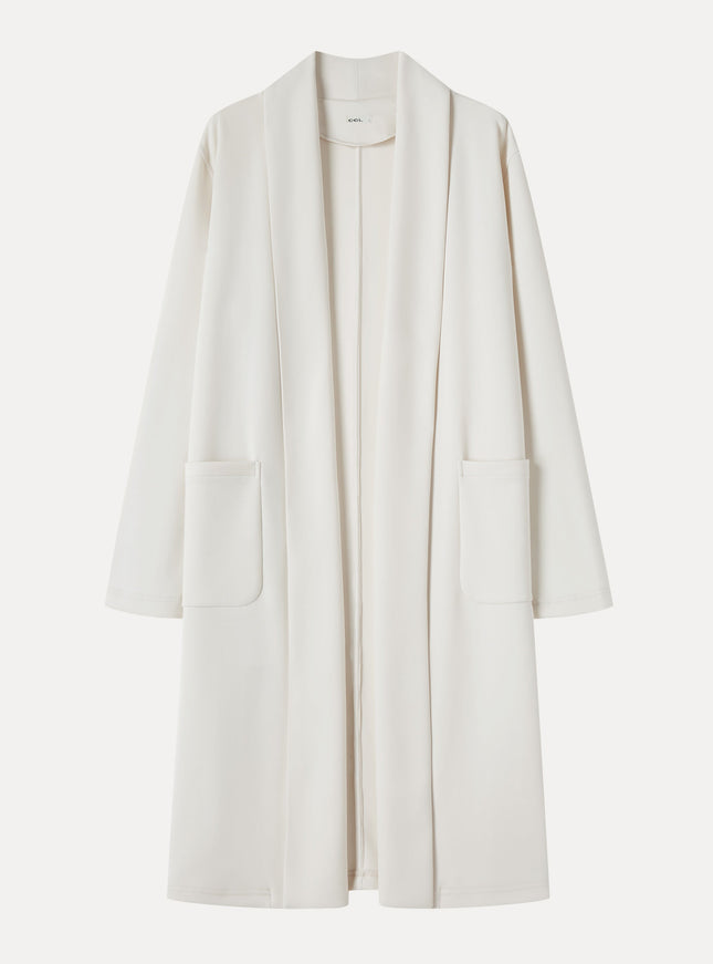 Modal Spacer Knit Shawl Collar Pocketed Long Cardigan