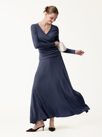 Lyocell-Cashmere Blend Mid-Rise Umbrella Maxi Skirt