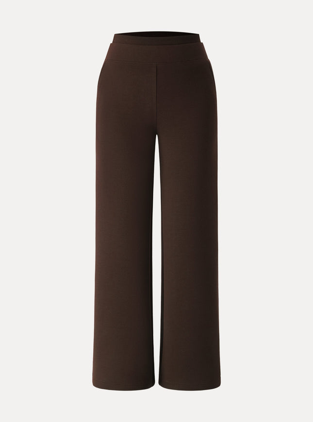 Double Waistband Straight Leg Pants with Pockets