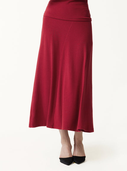 2Pcs Set Asymmetrical Built-In Bra Top & High-Rise A-Line Midi Skirt