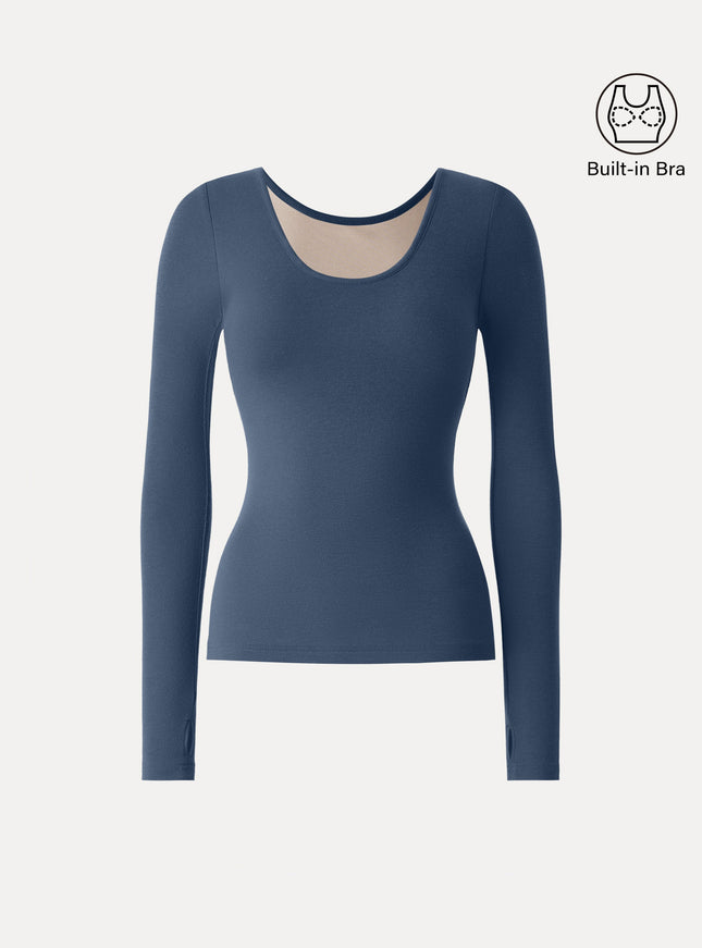 Lyocell Cashmere Scoop Neck Thumbhole Bra Top