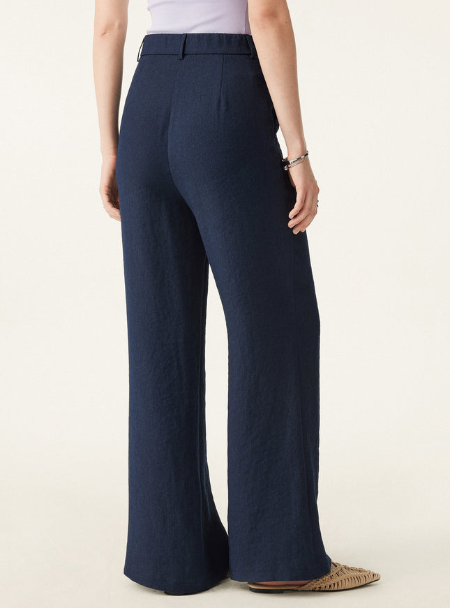 2Pcs Set Collared V-neck Sleeveless Top & Mid Rise Flared Pant with Pockets