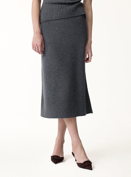 The Everyday Textured Merino-Blend Knit Skirt