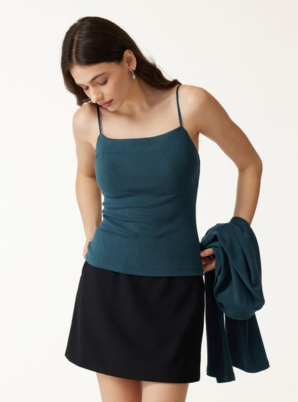 3Pcs Set Cardigan & Built-In Bra Cami & Side-Slit Column Midi Skirt