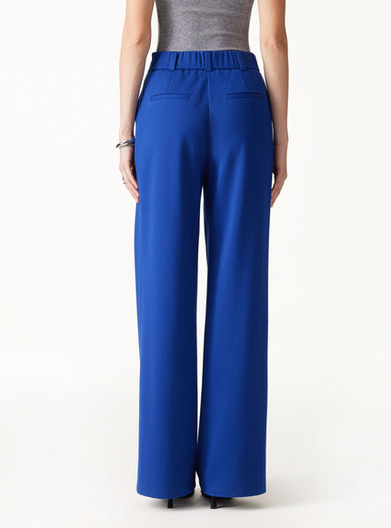2Pcs Set Surplice Elbow Sleeve Top & Mid-Rise Wide-Leg Tuck Pants with Pockets
