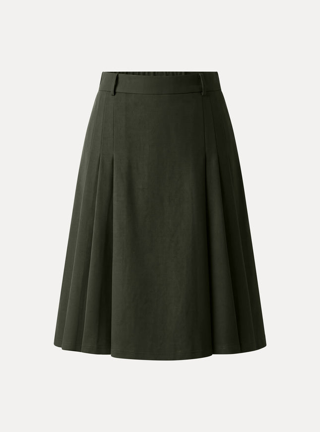 Ponte High-Rise Tucked Knee-Length Skirt