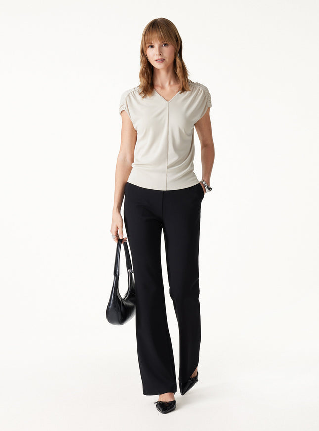 Ponte High-Rise Slim Flared Pants with Pockets