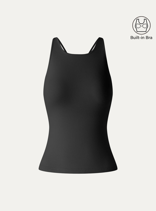 CoolTouch Ribbed Racer Back Built-In Bra Tank