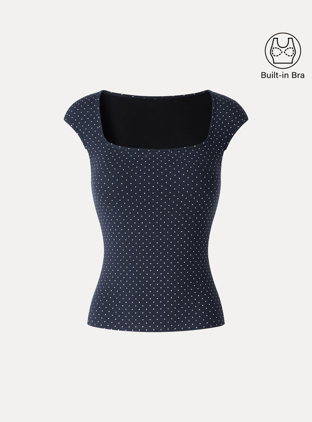 Polka Dots Square Neck Built-In Bra Top