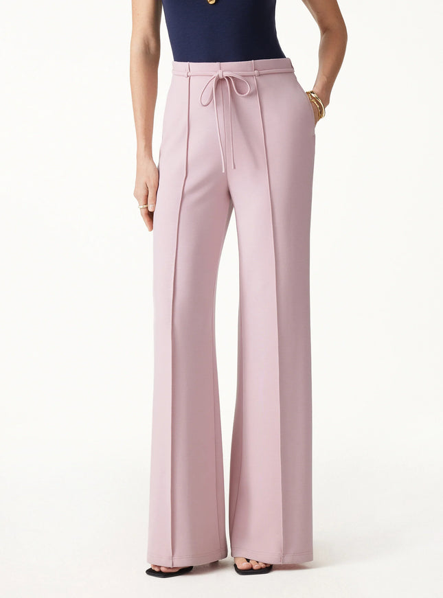 2Pcs Set V-Neck Elbow Sleeve Bam Top & High-Rise Flare Pants with Pockets