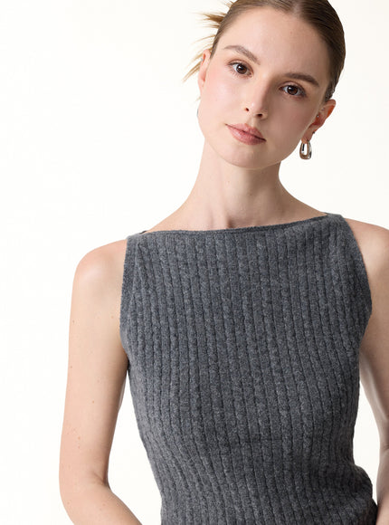 2Pcs Set Merino-Blend Sleeveless Sweater Tank & Merino-Blend Knit Skirt