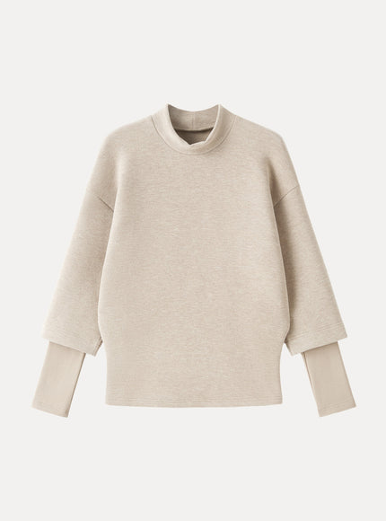 Mockneck Sleeve-Warmer Top