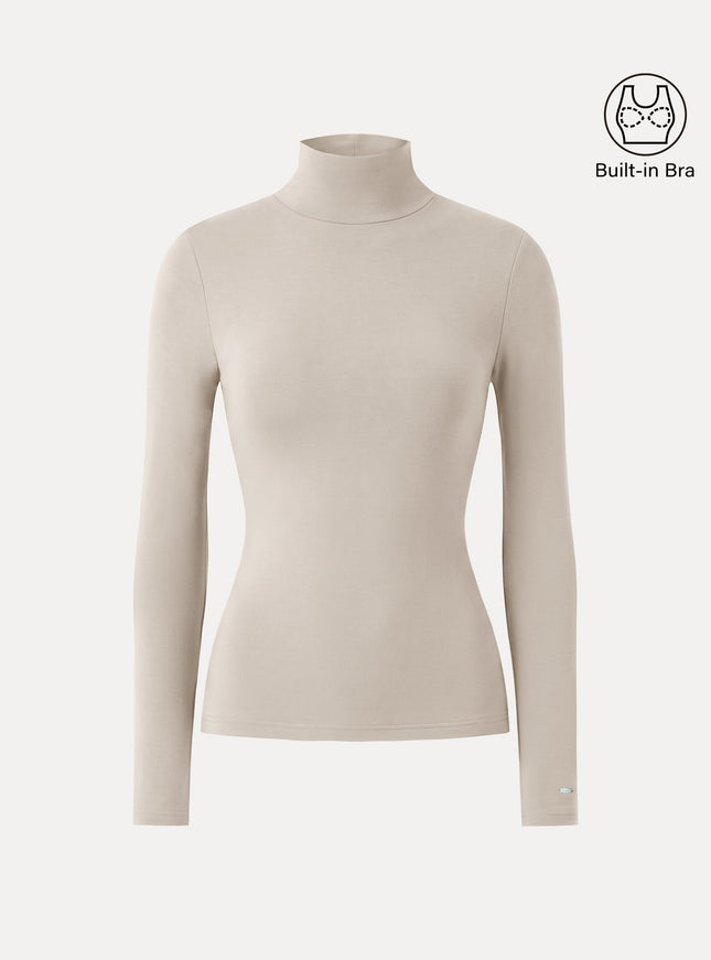 MaxWarm Turtleneck Long Sleeve Built-In Bra Top