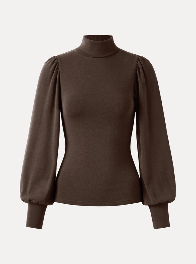 Turtleneck Puff Sleeve Top