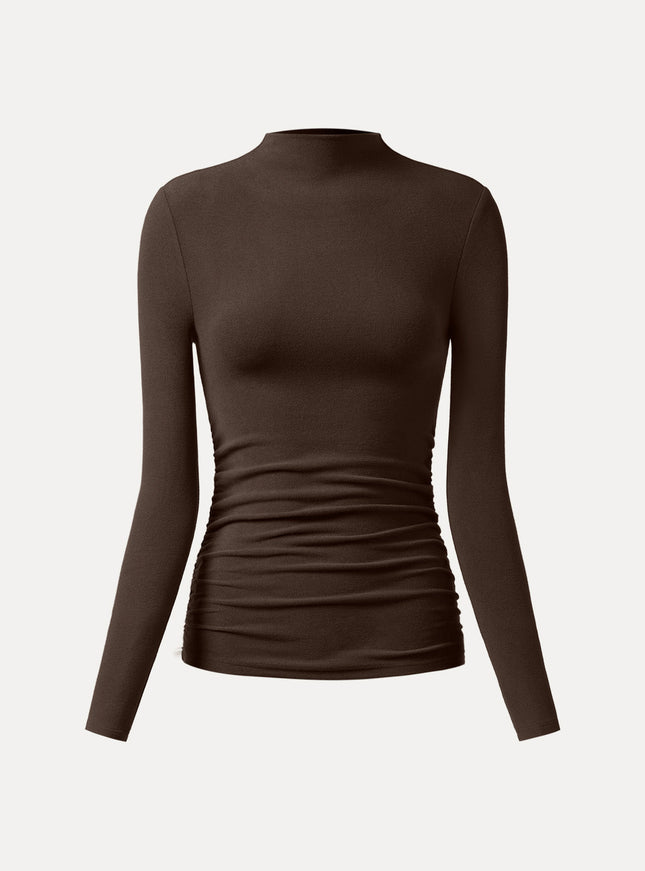 Ruched Sides Tuckable Mockneck Top