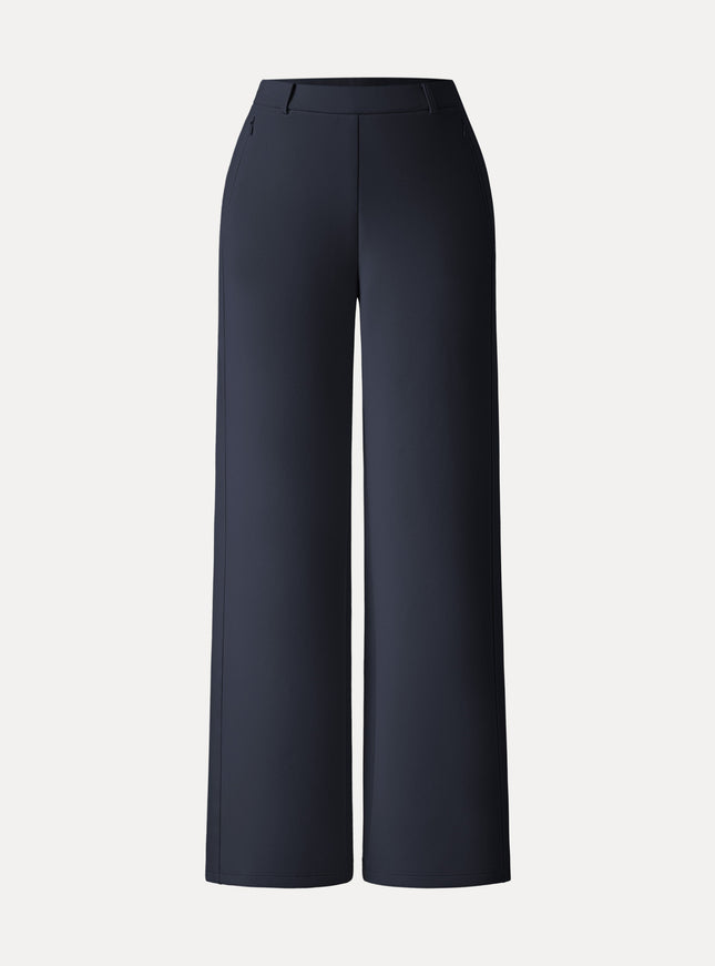 Stretch Cotton Blend Slimming High Rise Wide Leg Pant