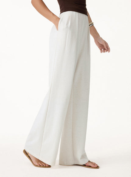 Airy Stretch Linen-Like Wide Flare Pant with Pockets