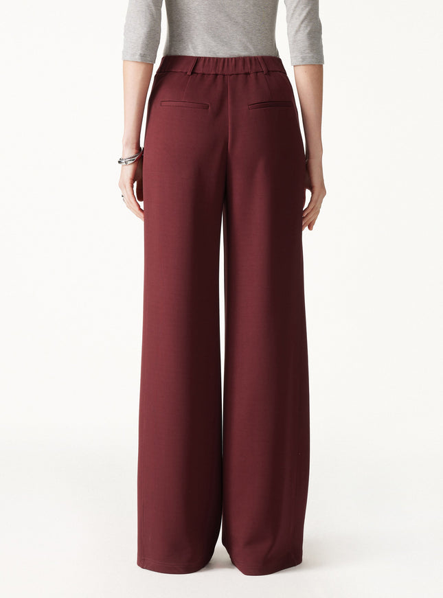 Lyocell Spacer Knit High-Rise Wide-Leg Tuck Pants with Pockets