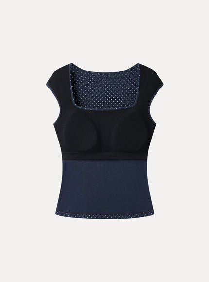 Polka Dots Square Neck Built-In Bra Top