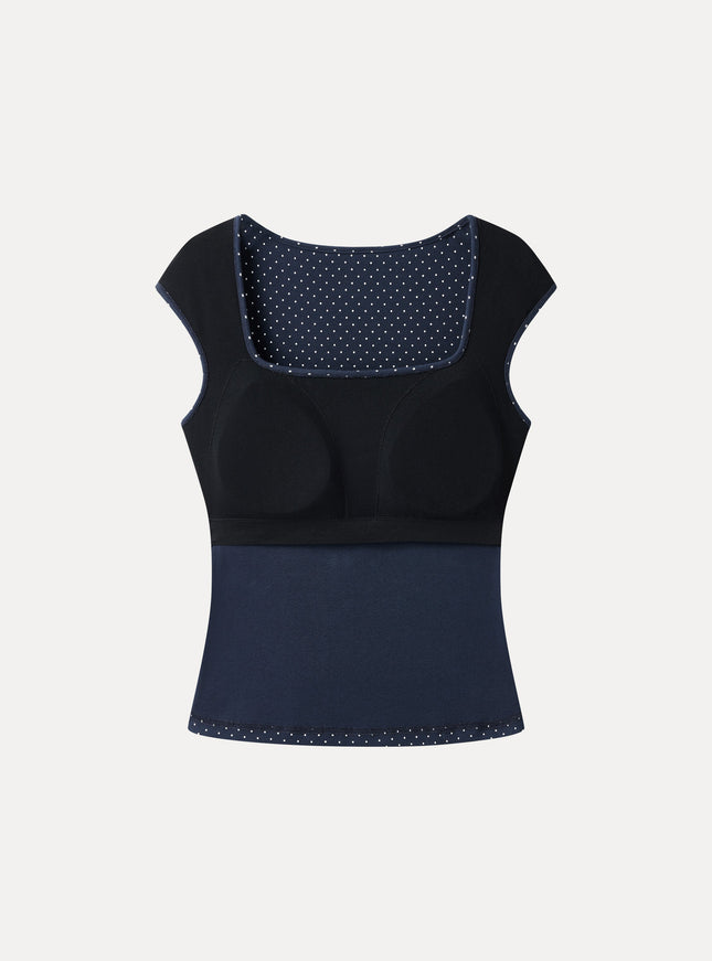 Polka Dots Square Neck Built-In Bra Top