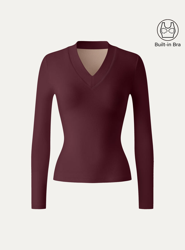 V-neck Wide Binding Slimming Built-In Bra Top