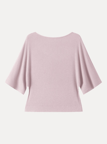Soft Ribbed Boatneck Relaxed Top