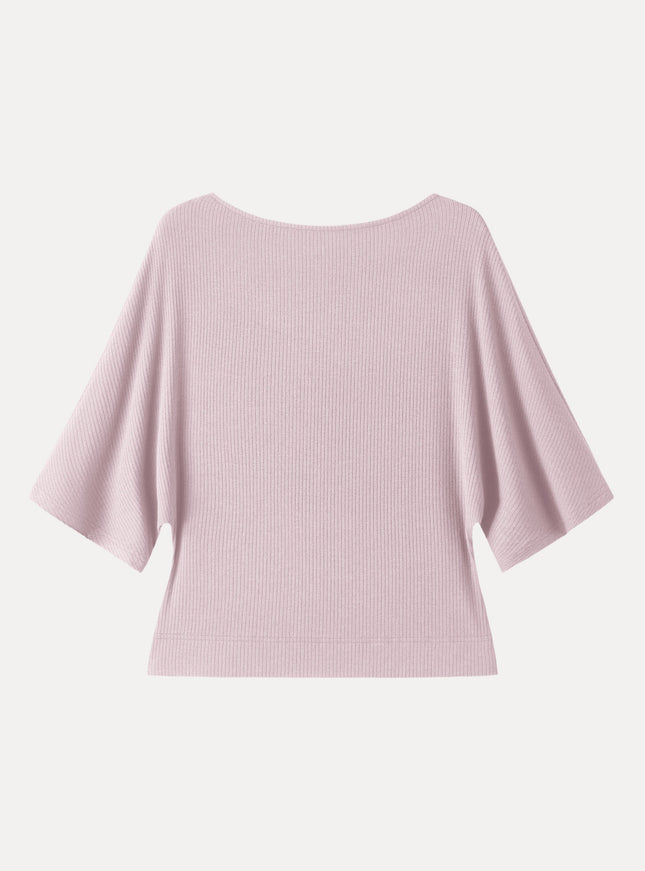 Soft Ribbed Boatneck Relaxed Top