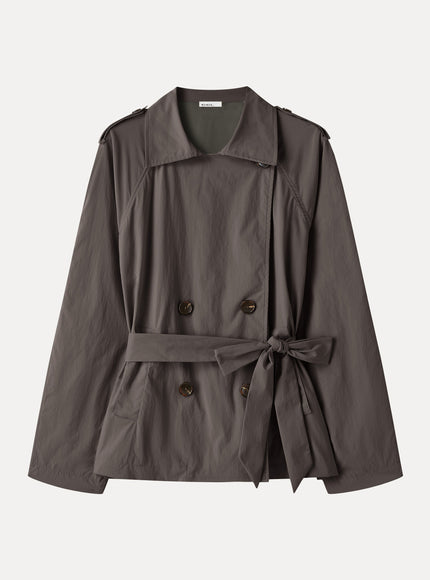 Packable Water-Repellent Peak Collar Trench Jacket with Pockets
